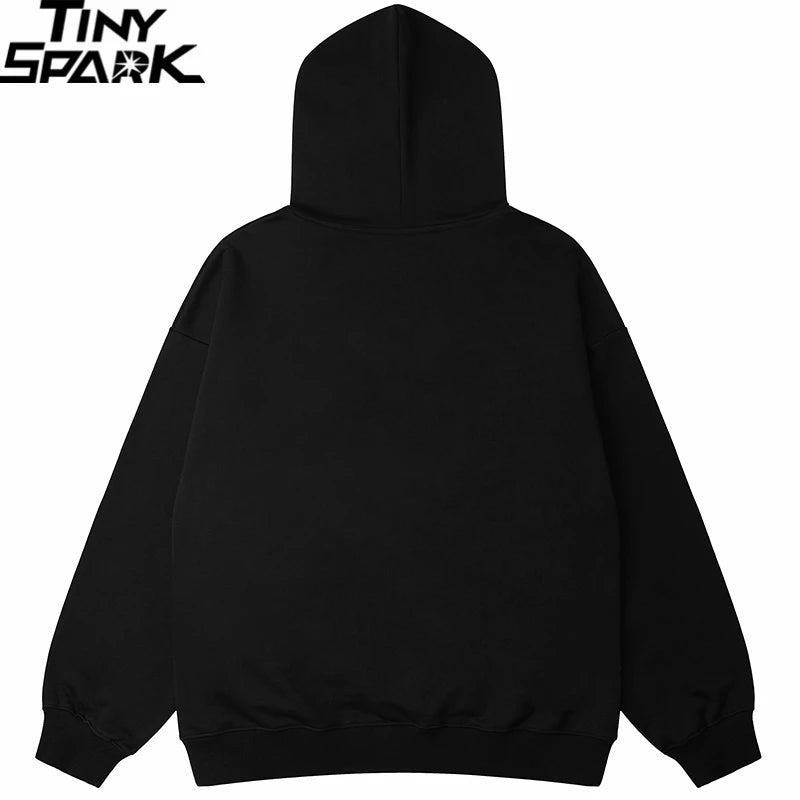 Black PINERS streetwear hip hop hoodie with shadow graphic design, unisex cotton hoodie with hood and pullover style.