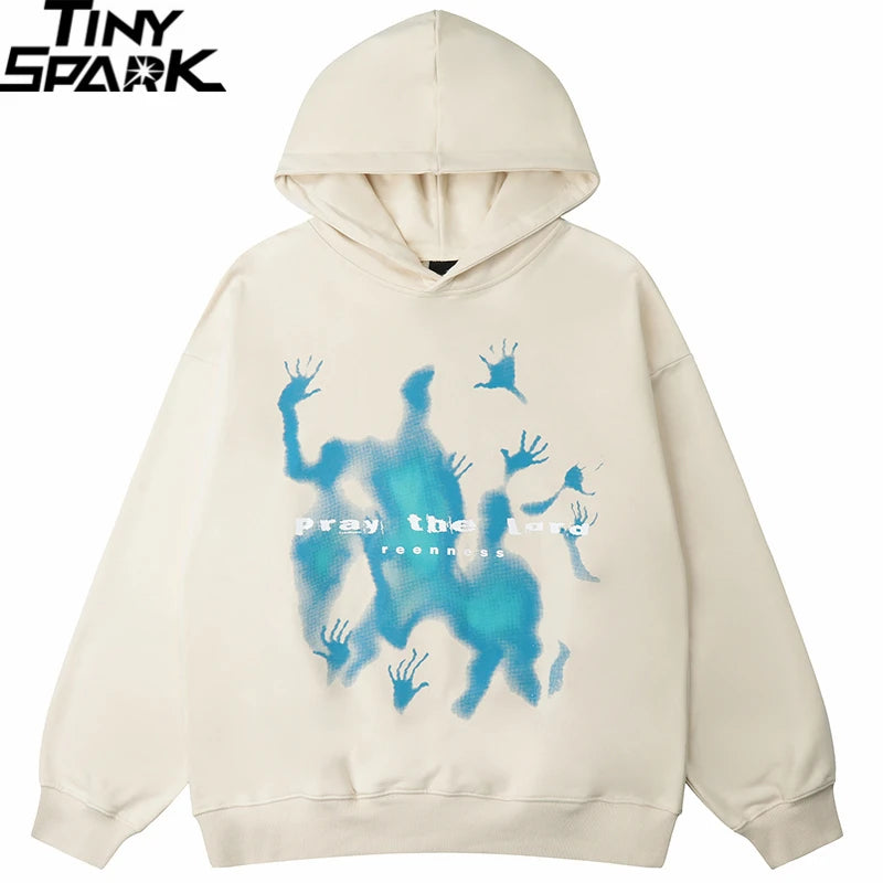 Black PINERS streetwear hoodie with shadow graphic, unisex hip hop pullover sweatshirt, cotton fabric, hoodie style.