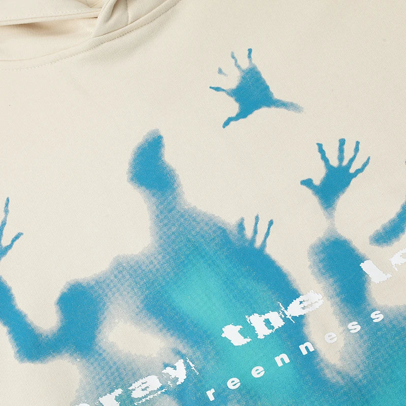 Black PINERS streetwear hoodie with shadow graphic design, unisex cotton pullover hoodie for hip hop and street fashion.