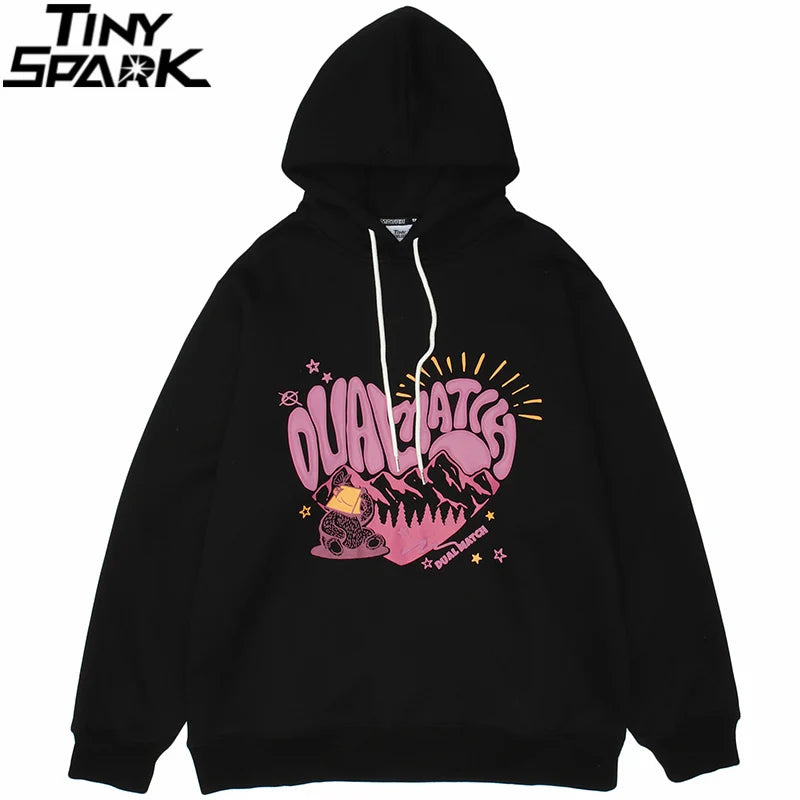 PINERS men's streetwear hoodie featuring a heart letter print, cotton fleece pullover with hood, ideal for autumn casual wear.